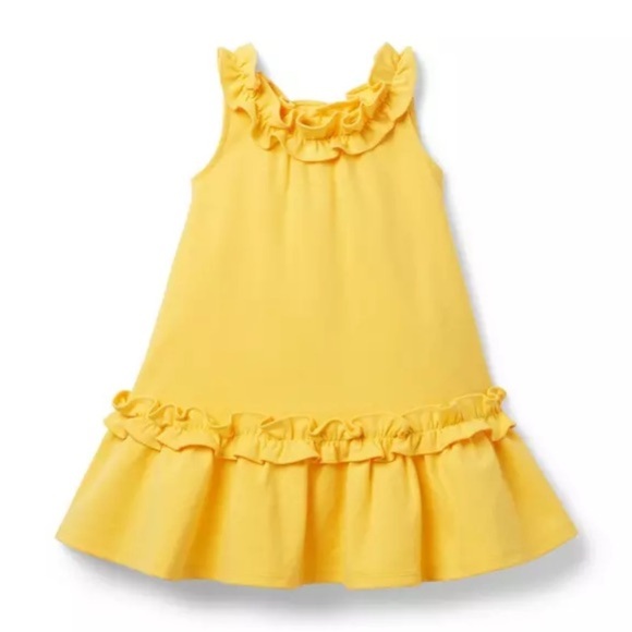 NWOT Janie and Jack Yellow Ruffled Ponte Girl’s Dress Size 7 - Picture 1 of 6